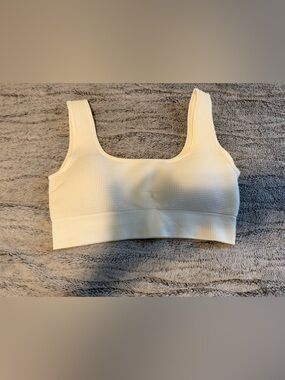 Cream Ribbed Tank Crop Top - Women